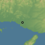 Shaded relief of the 55 km around Kakogawa, drawn from the GMTED2010 grid