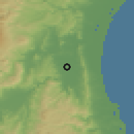Shaded relief of the 54 km around Kakuda, drawn from the GMTED2010 grid