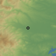 Shaded relief of the 54 km around Kami, drawn from the GMTED2010 grid