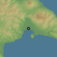 Shaded relief of the 53 km around Kamiiso, drawn from the GMTED2010 grid