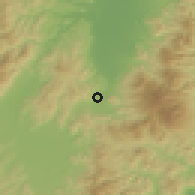 Shaded relief of the 54 km around Kaminoyama, drawn from the GMTED2010 grid