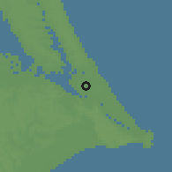 Shaded relief of the 55 km around Kamisu, drawn from the GMTED2010 grid