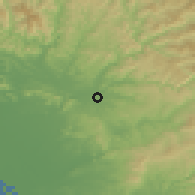 Shaded relief of the 55 km around Kani, drawn from the GMTED2010 grid