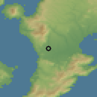 Shaded relief of the 56 km around Kanoya, drawn from the GMTED2010 grid
