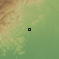 Shaded relief of the 54 km around Kanuma, drawn from the GMTED2010 grid