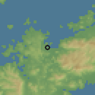 Shaded relief of the 55 km around Karatsu, drawn from the GMTED2010 grid