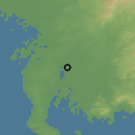 Shaded relief of the 55 km around Kariya, drawn from the GMTED2010 grid