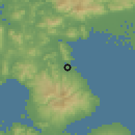 Shaded relief of the 55 km around Kashima, drawn from the GMTED2010 grid
