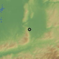 Shaded relief of the 55 km around Katsuragi, drawn from the GMTED2010 grid