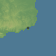 Shaded relief of the 55 km around Katsuura, drawn from the GMTED2010 grid