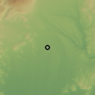 Shaded relief of the 54 km around Kawachi, drawn from the GMTED2010 grid