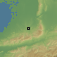 Shaded relief of the 55 km around Kawachinagano, drawn from the GMTED2010 grid