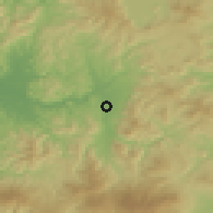 Shaded relief of the 53 km around Kazuno, drawn from the GMTED2010 grid