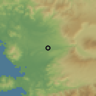 Shaded relief of the 56 km around Kikuyo, drawn from the GMTED2010 grid