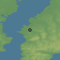 Shaded relief of the 55 km around Kimitsu, drawn from the GMTED2010 grid