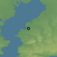 Shaded relief of the 55 km around Kisarazu, drawn from the GMTED2010 grid