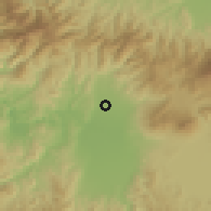 Shaded relief of the 54 km around Kitakata, drawn from the GMTED2010 grid