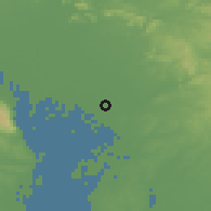 Shaded relief of the 55 km around Kiyosu, drawn from the GMTED2010 grid