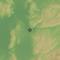 Shaded relief of the 55 km around Kizu, drawn from the GMTED2010 grid