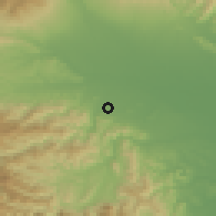 Shaded relief of the 55 km around Kodama, drawn from the GMTED2010 grid