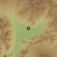 Shaded relief of the 55 km around Kōfu, drawn from the GMTED2010 grid