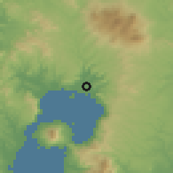 Shaded relief of the 56 km around Kokubu, drawn from the GMTED2010 grid