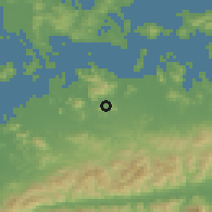Shaded relief of the 55 km around Kokubunji, drawn from the GMTED2010 grid