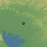 Shaded relief of the 55 km around Kōnan, drawn from the GMTED2010 grid