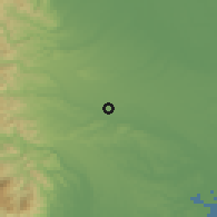 Shaded relief of the 55 km around Kunitachi, drawn from the GMTED2010 grid