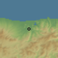 Shaded relief of the 55 km around Kurayoshi, drawn from the GMTED2010 grid