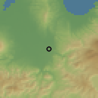 Shaded relief of the 53 km around Kuroishi, drawn from the GMTED2010 grid