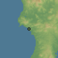 Shaded relief of the 56 km around Kushikino, drawn from the GMTED2010 grid