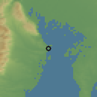 Shaded relief of the 55 km around Kuwana, drawn from the GMTED2010 grid