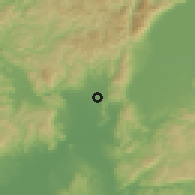 Shaded relief of the 55 km around Kyōto, drawn from the GMTED2010 grid