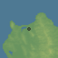 Shaded relief of the 51 km around Makubetsu, drawn from the GMTED2010 grid