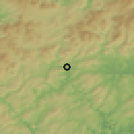 Shaded relief of the 55 km around Maniwa, drawn from the GMTED2010 grid