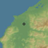 Shaded relief of the 55 km around Maruoka, drawn from the GMTED2010 grid