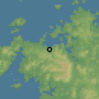 Shaded relief of the 55 km around Matsuura, drawn from the GMTED2010 grid