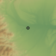 Shaded relief of the 52 km around Memuro, drawn from the GMTED2010 grid