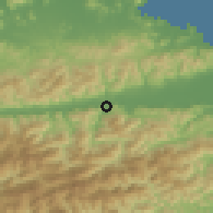 Shaded relief of the 55 km around Mima, drawn from the GMTED2010 grid