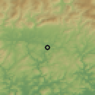 Shaded relief of the 55 km around Mimasaka, drawn from the GMTED2010 grid