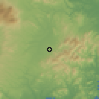 Shaded relief of the 56 km around Mimata, drawn from the GMTED2010 grid