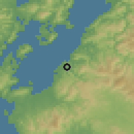 Shaded relief of the 56 km around Minamata, drawn from the GMTED2010 grid