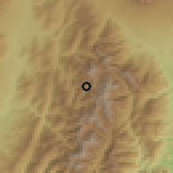 Shaded relief of the 55 km around Minamiarupusu, drawn from the GMTED2010 grid
