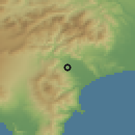 Shaded relief of the 55 km around Minamiashigara, drawn from the GMTED2010 grid