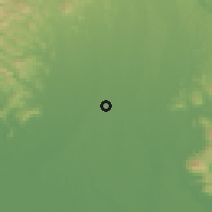 Shaded relief of the 54 km around Minamikawachi, drawn from the GMTED2010 grid