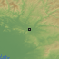 Shaded relief of the 55 km around Minokamo, drawn from the GMTED2010 grid
