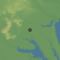 Shaded relief of the 55 km around Minori, drawn from the GMTED2010 grid