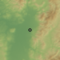 Shaded relief of the 53 km around Misato, drawn from the GMTED2010 grid