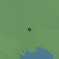 Shaded relief of the 55 km around Misato, drawn from the GMTED2010 grid